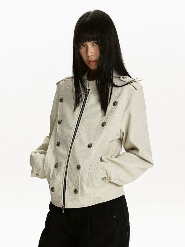 RETRO BIKER STYLE PU LEATHER JACKET
