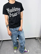 RHINESTONE SHOULDER TEE