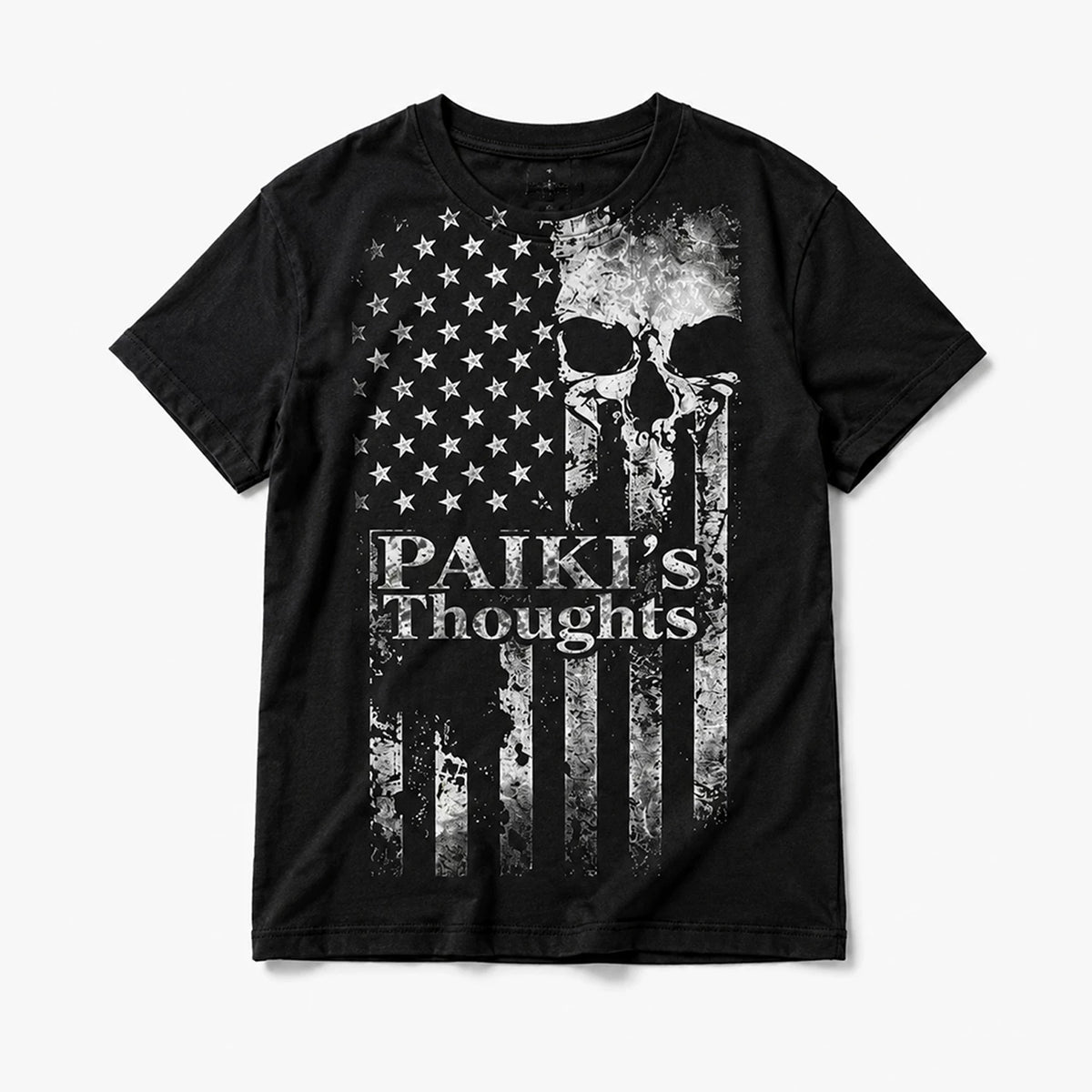 DARK SKELETON SILVER GRAPHIC T-SHIRT