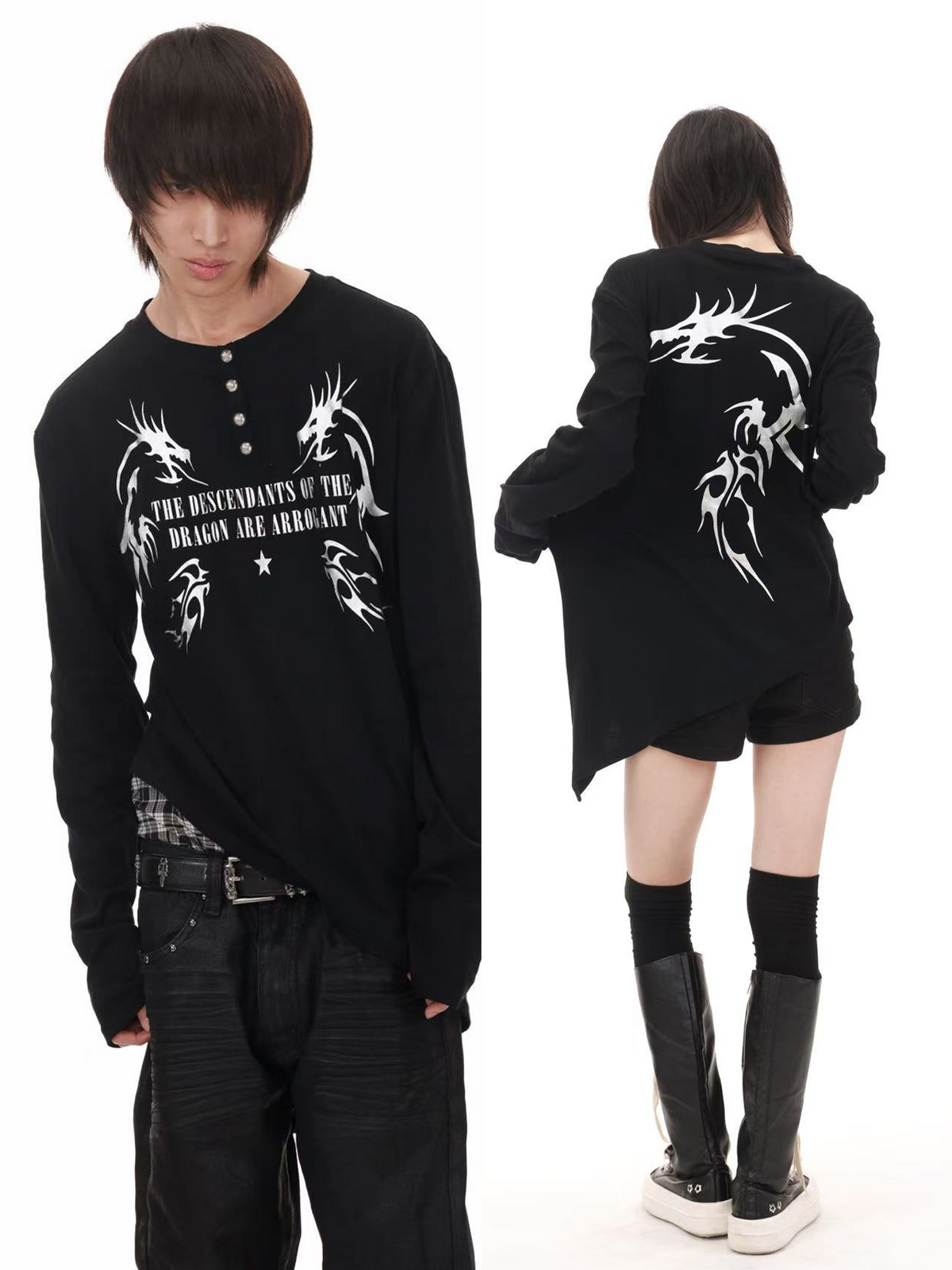IRREGULAR DRAGON PATTERN T-SHIRT