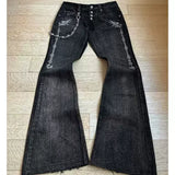 PUNK FLARE EMBROIDERED JEANS