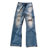 WASHED BLUE CHECKERED JEANS
