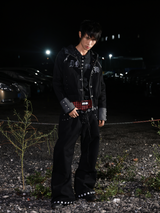 ZIPPERED HOODED JACKET WITH RIVETS