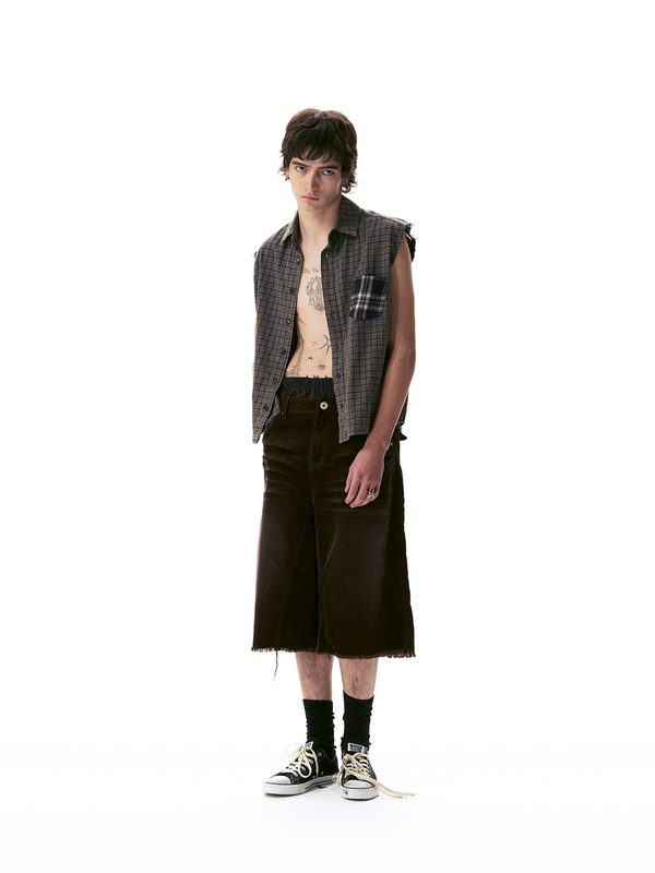 LEOPARD PRINT CORDUROY SHORTS