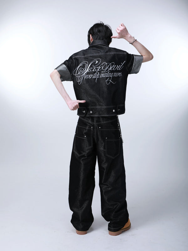 DENIM COWBOY JACKET WITH SILVER THREADS