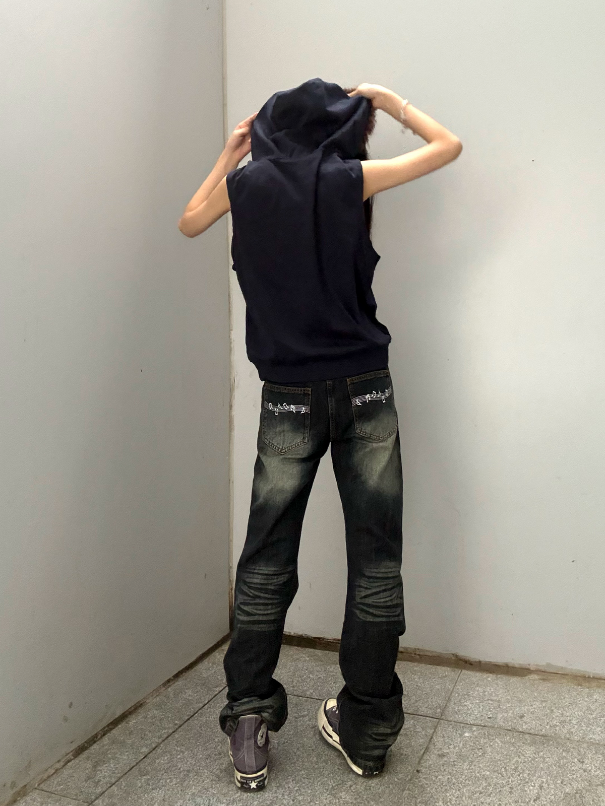 SKINNY BLUE WASHED STACKED JEANS