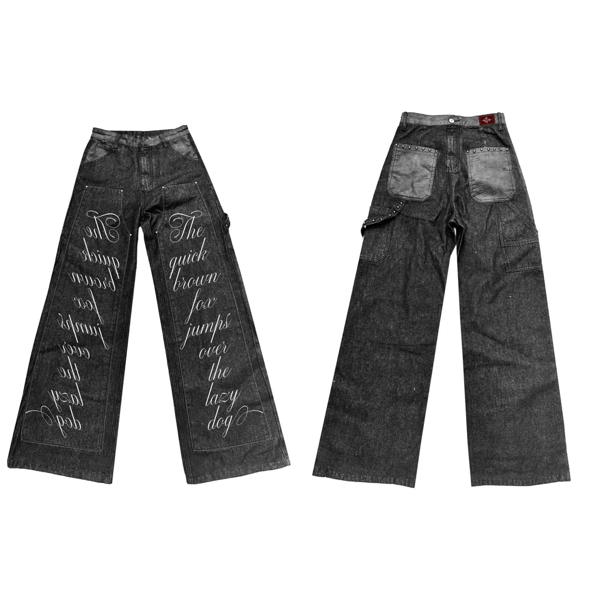 SNAKE PRINT WIDE LEG JEANS