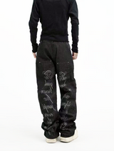 SNAKE PRINT WIDE LEG JEANS