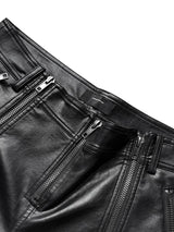 DOUBLE ZIPPER MICRO LEATHER PANTS