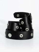 STUDDED LEATHER BUCKLE BELT