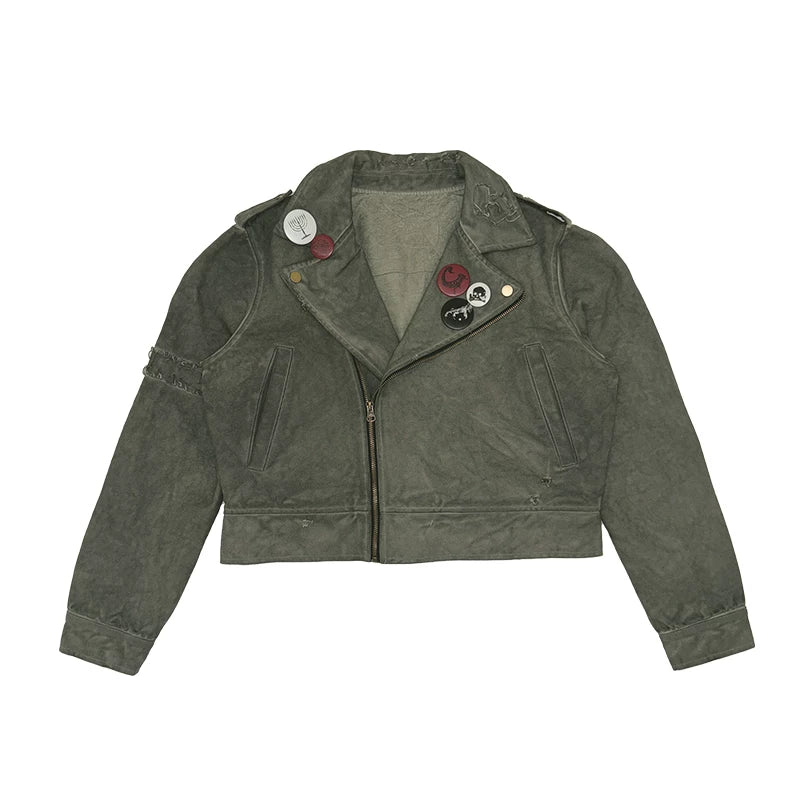 DISTRESSED BIKER JACKET
