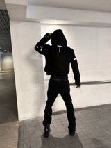 THICK HOODED SUEDE SWEATSHIRT