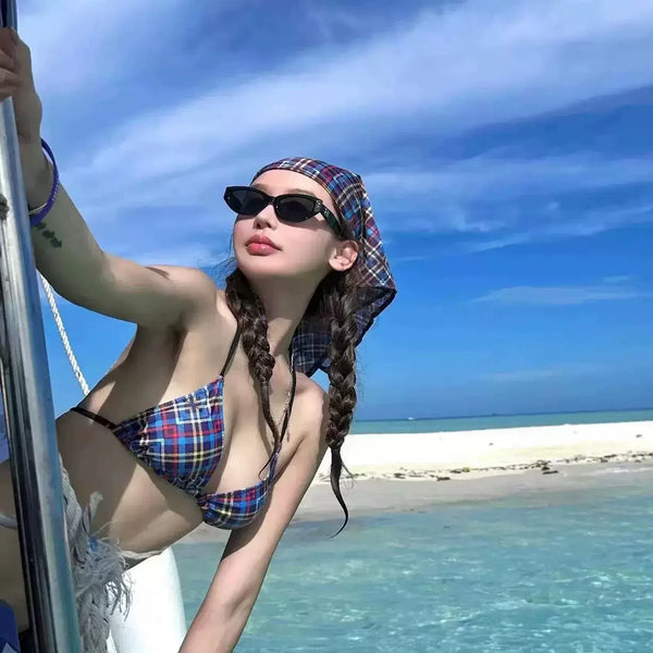 CHECKERED BIKINI SET FOR SMALL BUSTS
