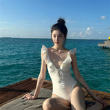 SLIMMING RUFFLE ONE-PIECE SWIMSUIT