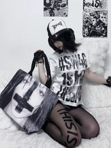 INVERTED CROSS PORTRAIT TOTE BAG