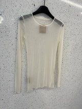 SHEER POLKA DOT MESH TOP
