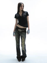 BAROQUE PRINTED MICRO JEANS