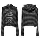 STRIPE ZIPPER HOODIE CARDIGAN