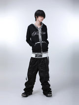 ZEBRA PATCHWORK HOODIE CARDIGAN