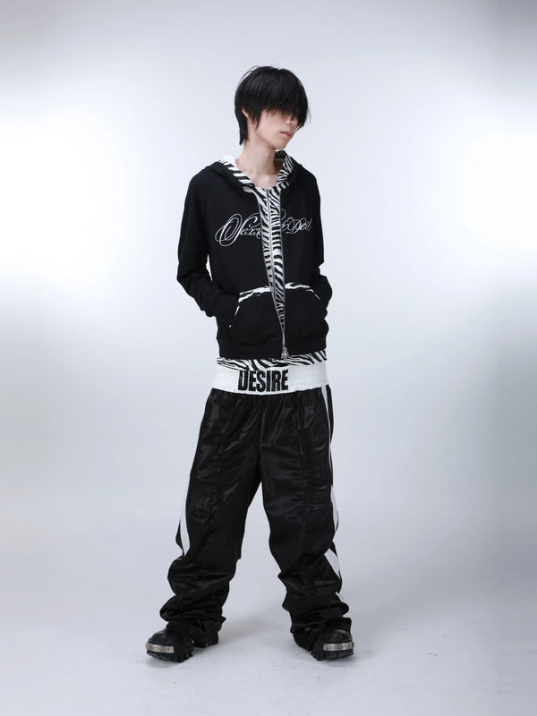 ZEBRA PATCHWORK HOODIE CARDIGAN