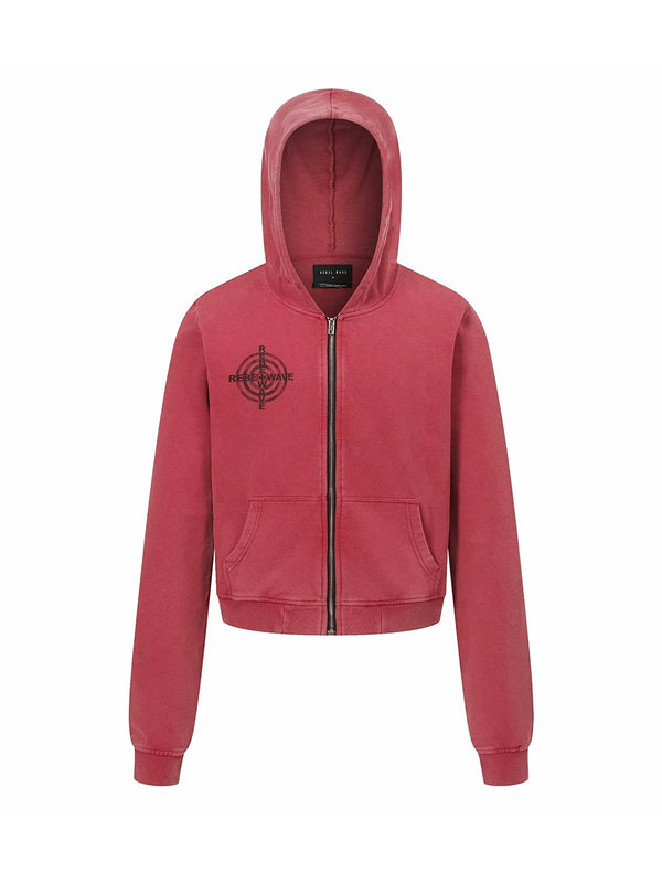 PINK WASHED ZIPPER HOODIE