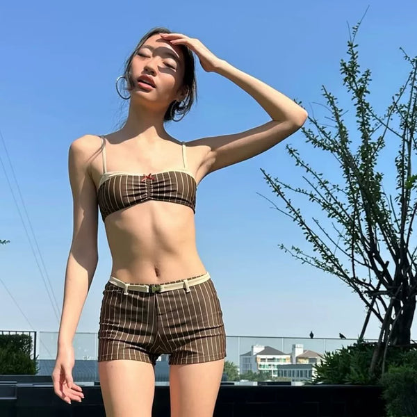 RETRO STRIPED TWO-PIECE SWIMSUIT