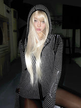 HOLLOW STRIPED LONG SLEEVE BLOUSE