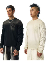 SPARKLY LOGO PLEATED LONG SLEEVE T-SHIRT