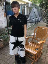 STAR SKULL EMBROIDERED SHORTS