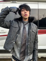 FUR COLLAR SHORT DOWN JACKET