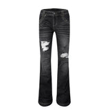 LOW RISE RIPPED JEANS WITH WHISKERS