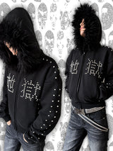 STUDDED ZIP SWEATER JACKET