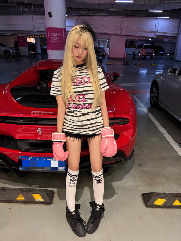 ZEBRA-PRINT GLITTER T-SHIRT
