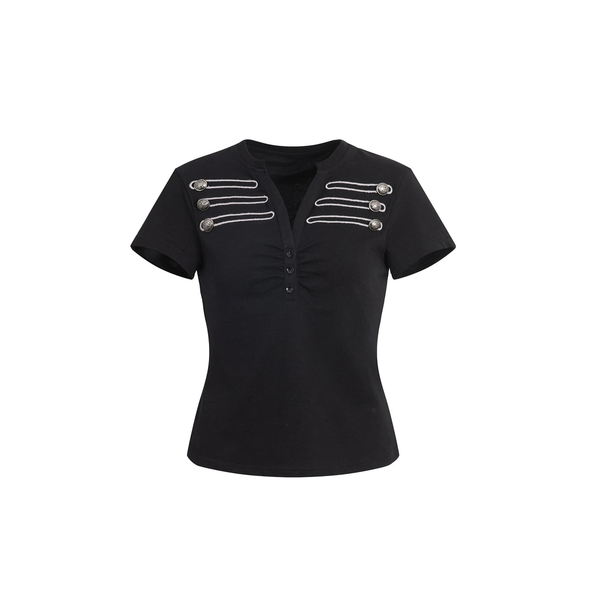 RETRO METAL BUTTON HENLEY TEE