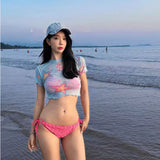 THREE-PIECE PINK BIKINI SET