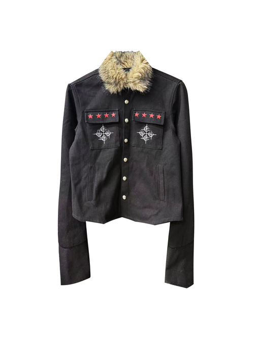 DARK PUNK FUR COLLAR JACKET