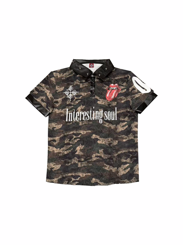CAMOUFLAGE RIVET POLO SHIRT