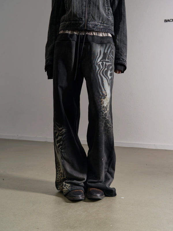 ANIMAL PRINT WIDE LEG PANTS