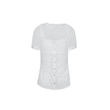LACE SLEEVE SQUARE NECK BLOUSE