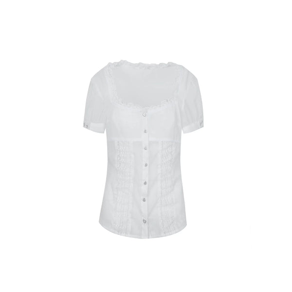 LACE SLEEVE SQUARE NECK BLOUSE