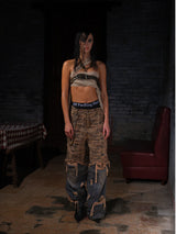 DESTRUCTION CAMOUFLAGE DENIM SHORTS