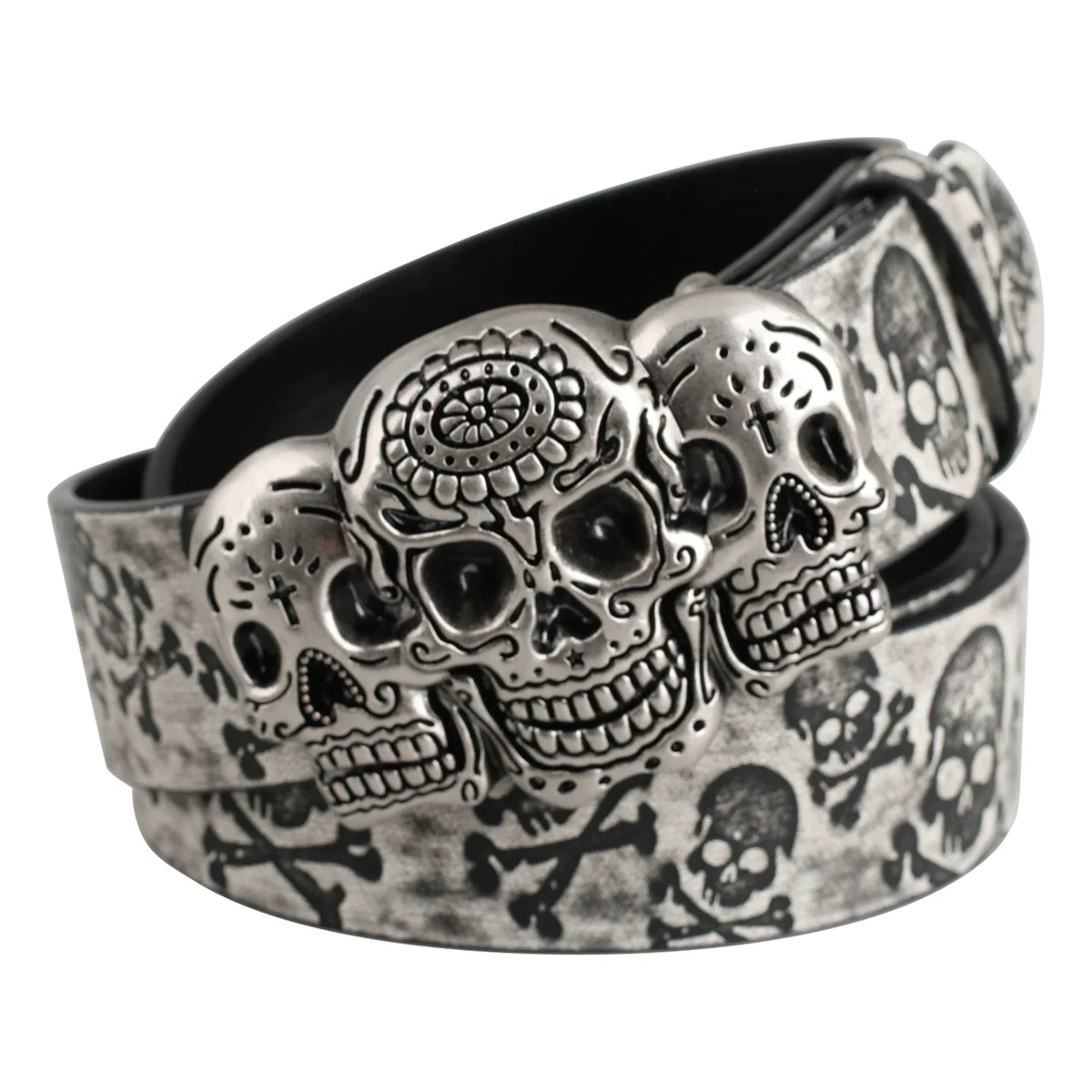 SKULL BUCKLE PU BELT