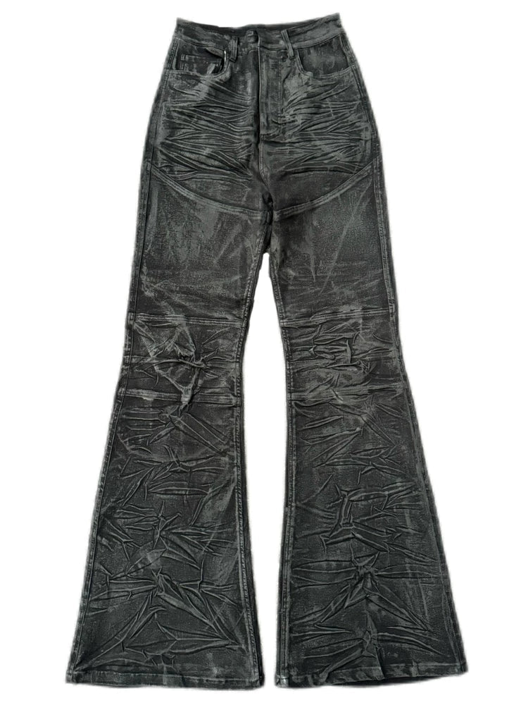 GLITTER COATED MICRO FLARE PANTS