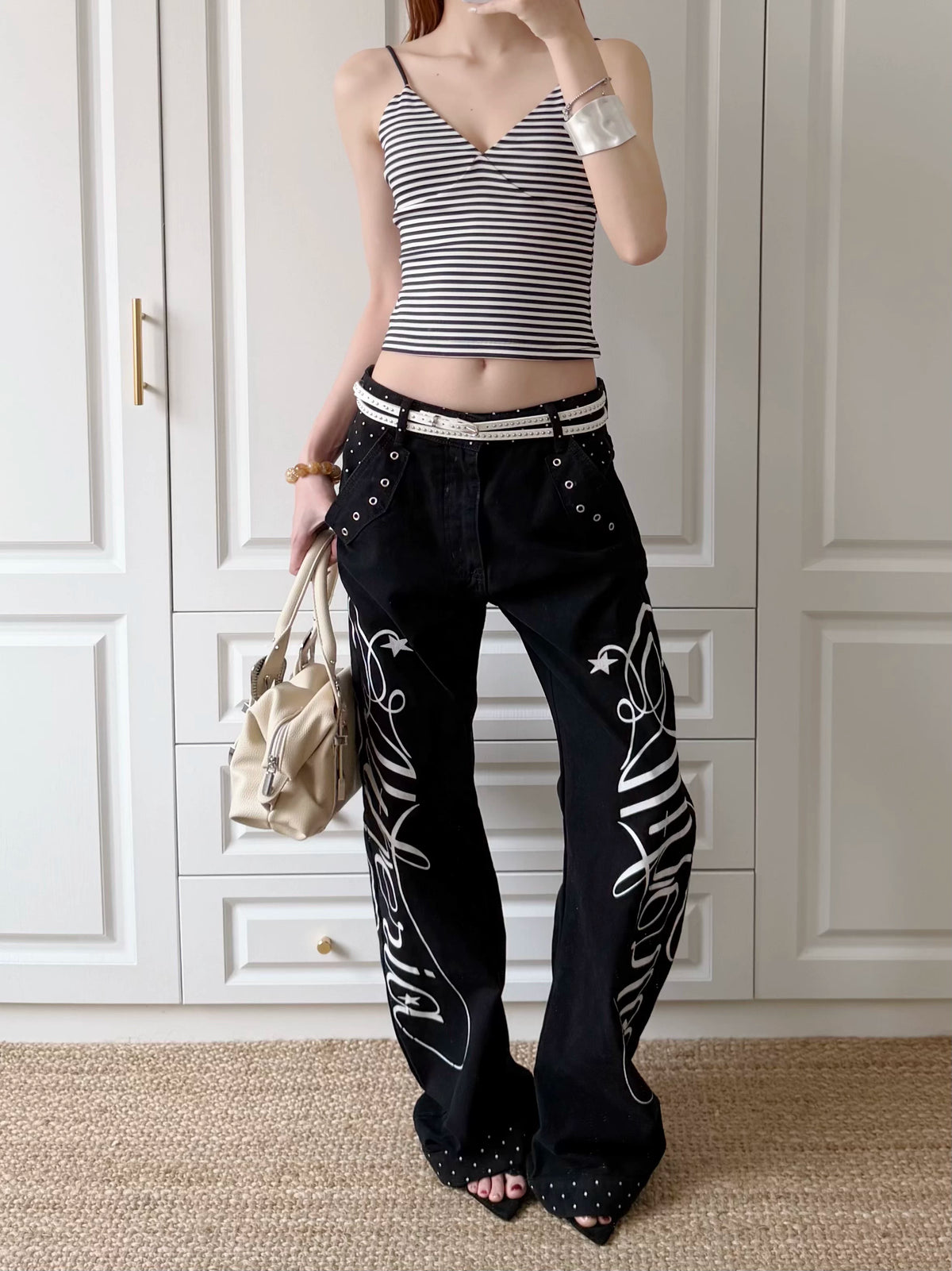 VINTAGE POLKA DOT SKINNY JEANS