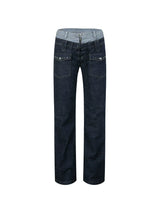 DOUBLE WAIST COLOR BLOCK JEANS
