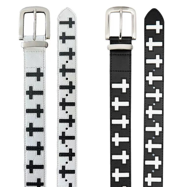 BLACK WHITE PATCHWORK BELT