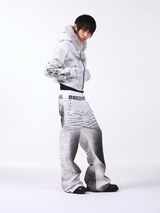 WASHED HOODED SWEATSHIRT JACKET