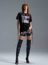 HOT-STAMPED SILVER SHOULDER T-SHIRT