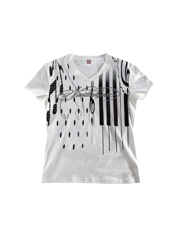PIANO NOTES PRINT T-SHIRT
