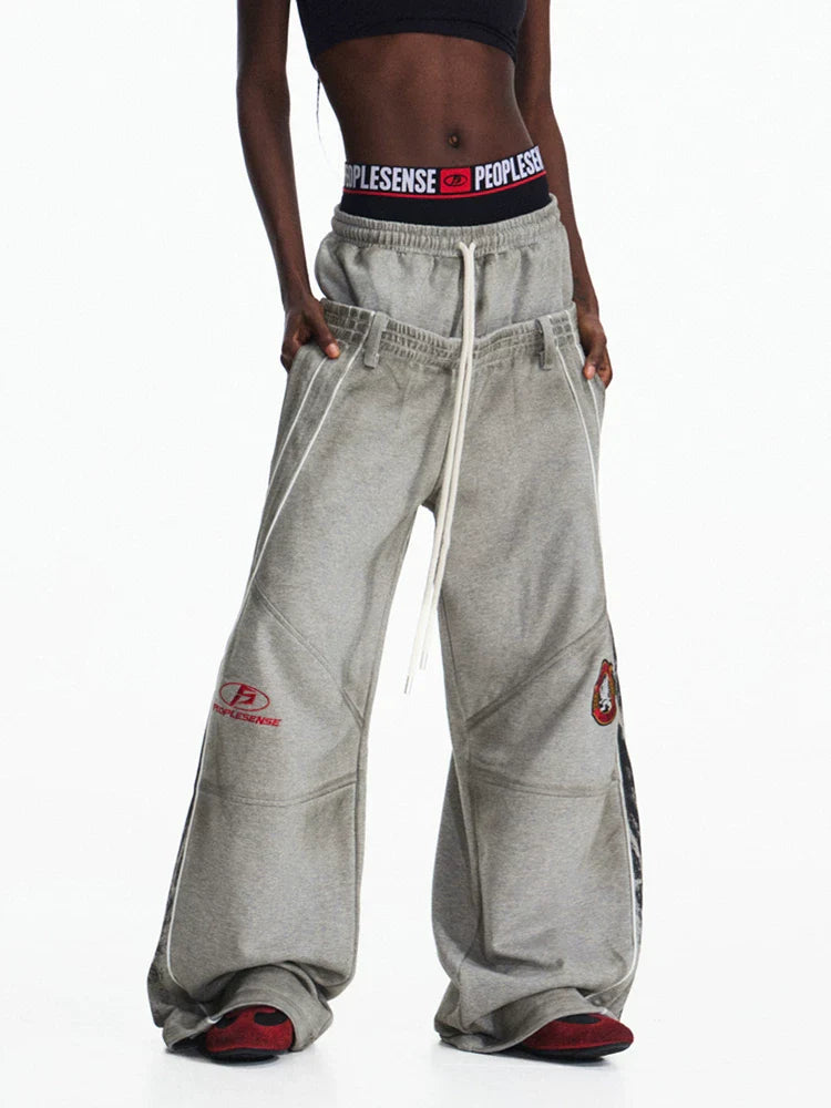 EMBROIDERED WIDE-LEG SWEATPANTS